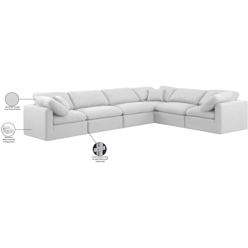 Meridian Indulge White Linen Textured Fabric Modular Sectional IMAGE 9