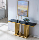 ST311GMB GOLD BASE AND BLACK MARBLE TOP CONSOLE TABLE