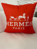 HERMES PARIS 20x20 PILLOW COVER-ORANGE & WHITE