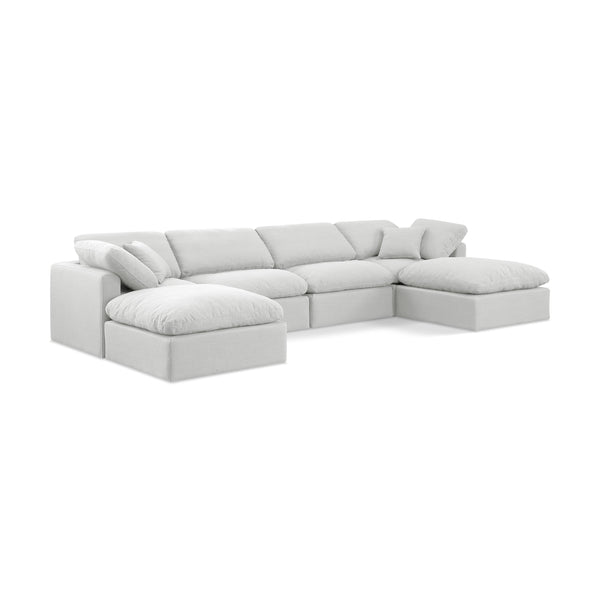 Meridian Indulge White Linen Textured Fabric Modular Sectional IMAGE 1