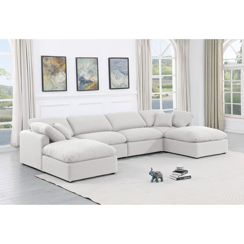 Meridian Indulge White Linen Textured Fabric Modular Sectional IMAGE 2