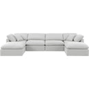Meridian Indulge White Linen Textured Fabric Modular Sectional IMAGE 4