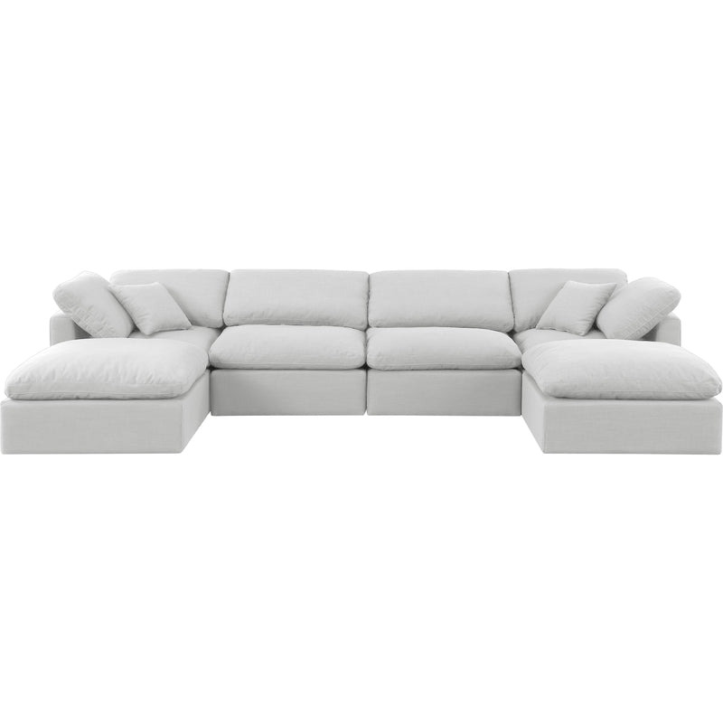 Meridian Indulge White Linen Textured Fabric Modular Sectional IMAGE 4