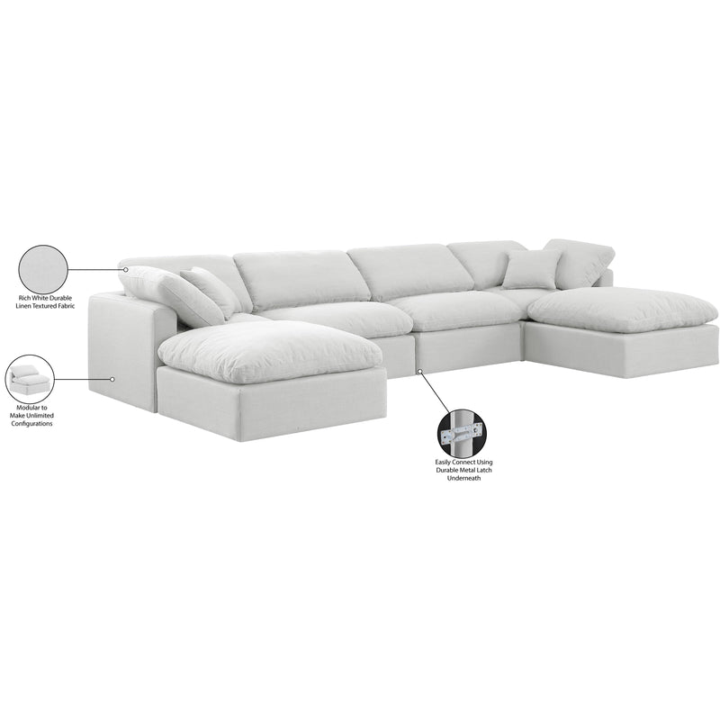 Meridian Indulge White Linen Textured Fabric Modular Sectional IMAGE 7