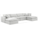 Meridian Indulge White Linen Textured Fabric Modular Sectional IMAGE 8
