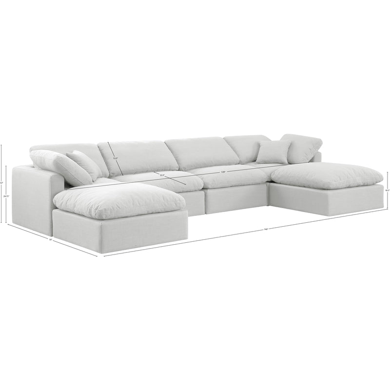 Meridian Indulge White Linen Textured Fabric Modular Sectional IMAGE 8