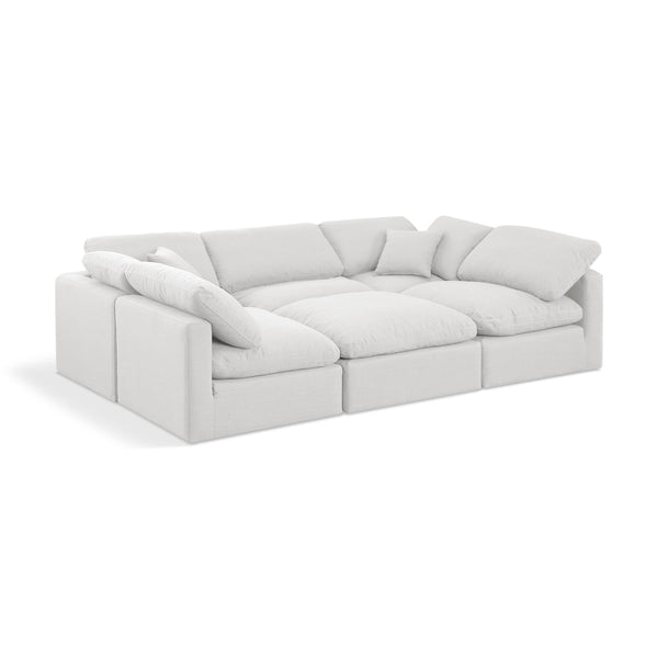 Meridian Indulge White Linen Textured Fabric Modular Sectional IMAGE 1