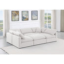 Meridian Indulge White Linen Textured Fabric Modular Sectional IMAGE 2
