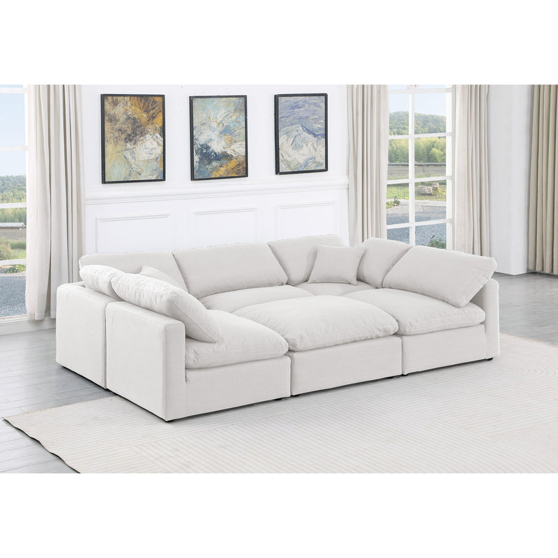 Meridian Indulge White Linen Textured Fabric Modular Sectional IMAGE 2