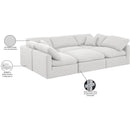 Meridian Indulge White Linen Textured Fabric Modular Sectional IMAGE 8