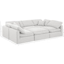 Meridian Indulge White Linen Textured Fabric Modular Sectional IMAGE 9
