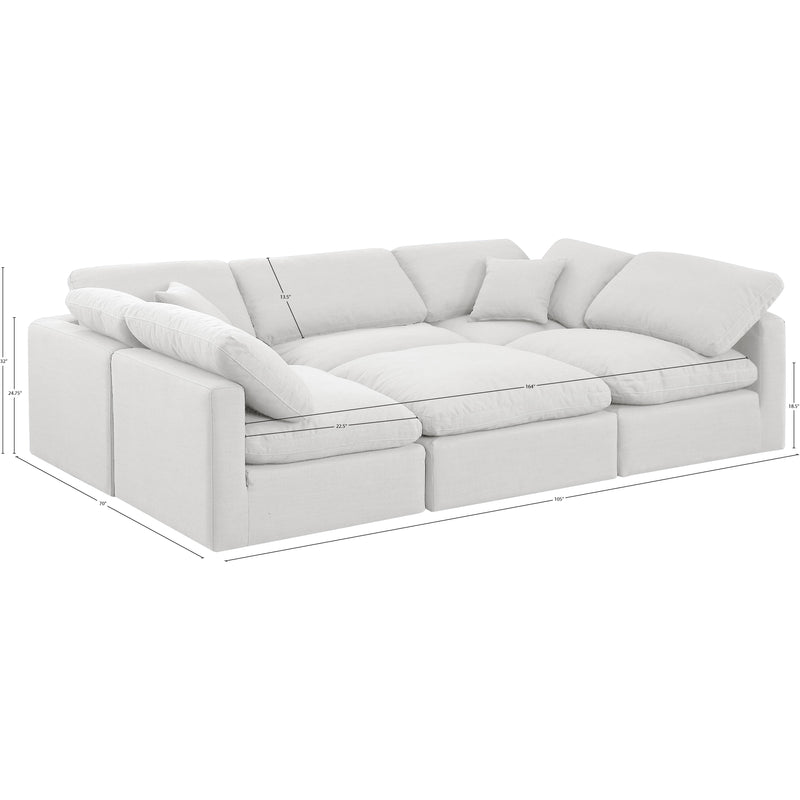Meridian Indulge White Linen Textured Fabric Modular Sectional IMAGE 9
