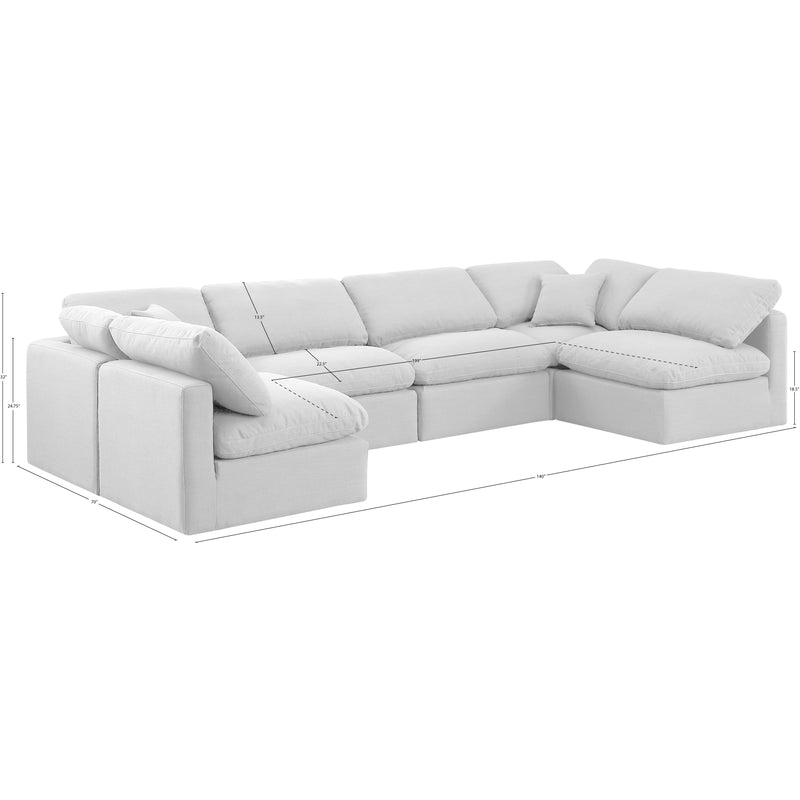Meridian Indulge White Linen Textured Fabric Modular Sectional IMAGE 10
