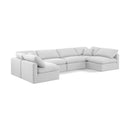 Meridian Indulge White Linen Textured Fabric Modular Sectional IMAGE 1