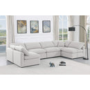 Meridian Indulge White Linen Textured Fabric Modular Sectional IMAGE 2