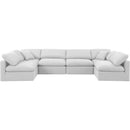 Meridian Indulge White Linen Textured Fabric Modular Sectional IMAGE 4