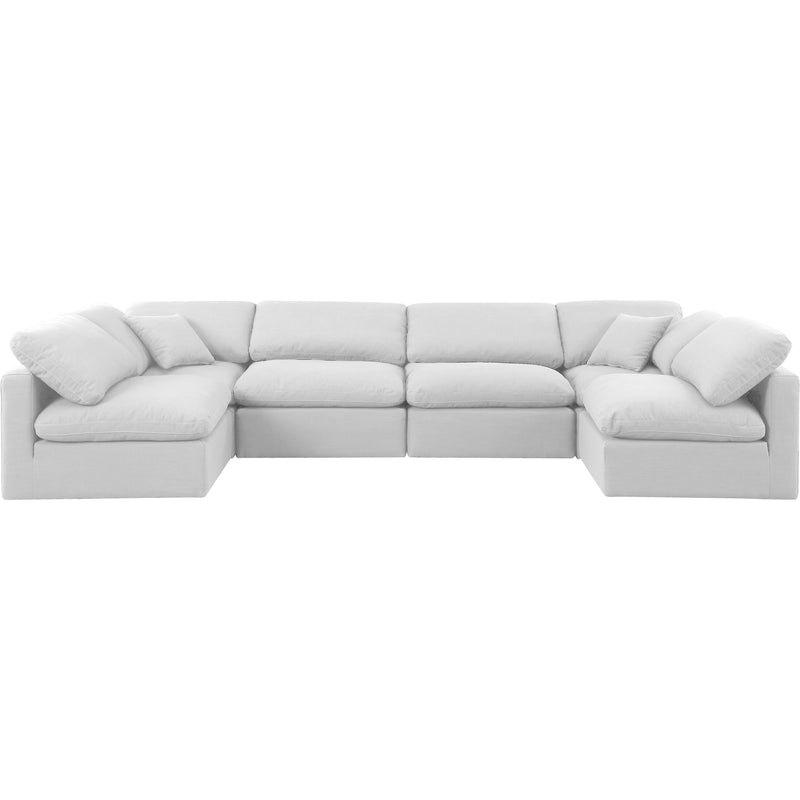 Meridian Indulge White Linen Textured Fabric Modular Sectional IMAGE 4