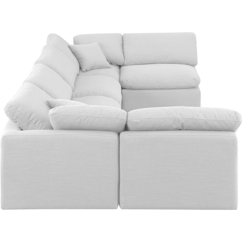 Meridian Indulge White Linen Textured Fabric Modular Sectional IMAGE 5