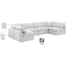 Meridian Indulge White Linen Textured Fabric Modular Sectional IMAGE 9