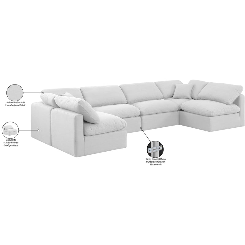 Meridian Indulge White Linen Textured Fabric Modular Sectional IMAGE 9