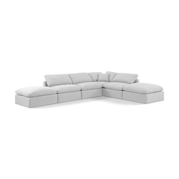 Meridian Indulge White Linen Textured Fabric Modular Sectional IMAGE 1