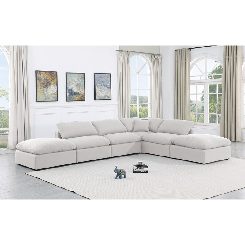 Meridian Indulge White Linen Textured Fabric Modular Sectional IMAGE 2