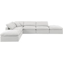 Meridian Indulge White Linen Textured Fabric Modular Sectional IMAGE 4