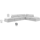 Meridian Indulge White Linen Textured Fabric Modular Sectional IMAGE 7