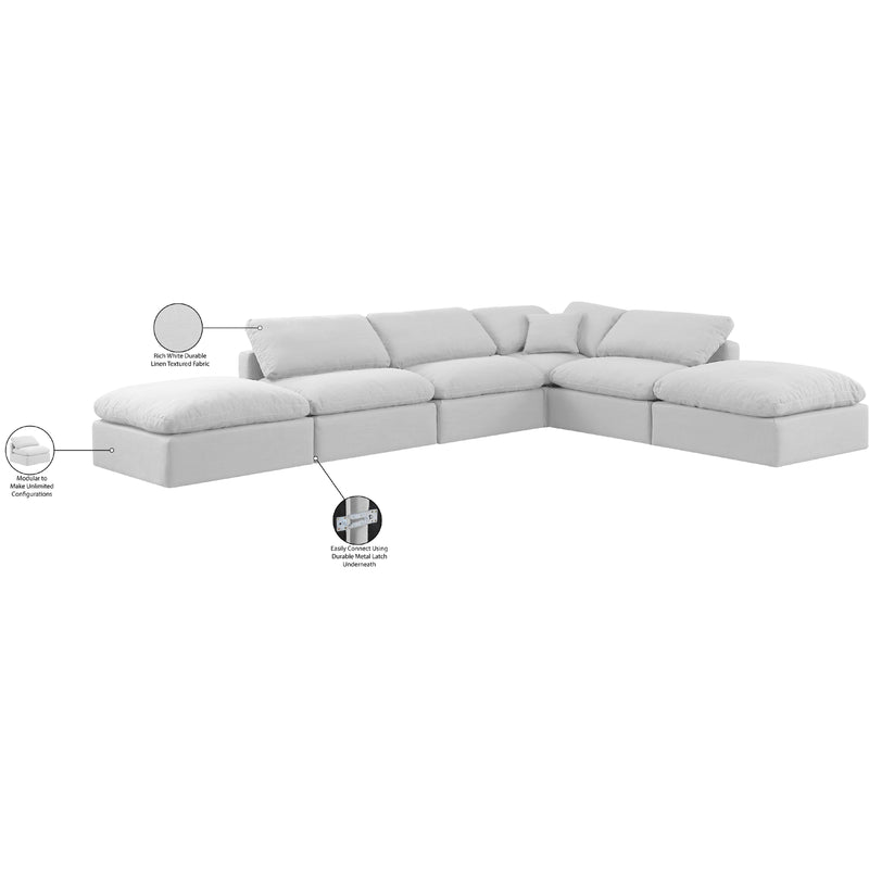Meridian Indulge White Linen Textured Fabric Modular Sectional IMAGE 7