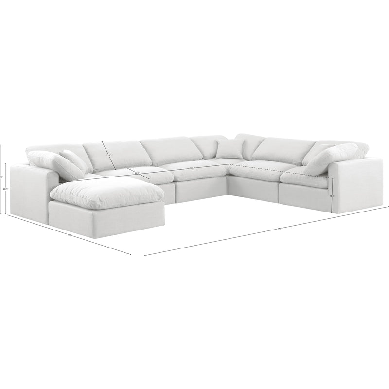 Meridian Indulge White Linen Textured Fabric Modular Sectional IMAGE 10