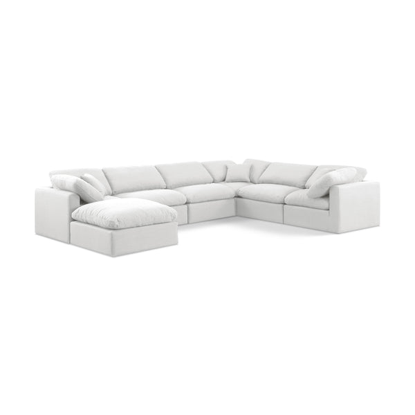 Meridian Indulge White Linen Textured Fabric Modular Sectional IMAGE 1