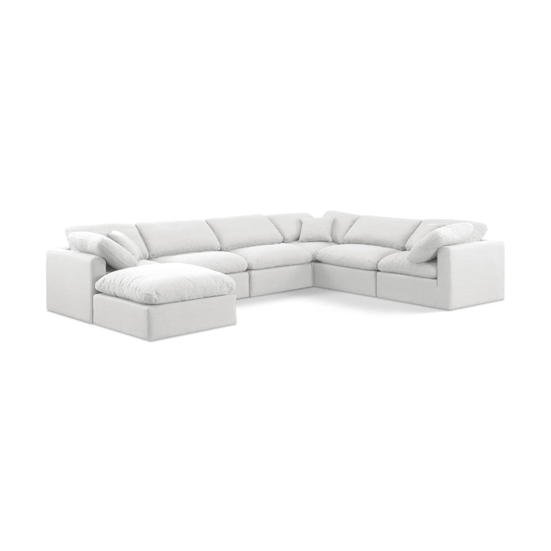 Meridian Indulge White Linen Textured Fabric Modular Sectional IMAGE 1