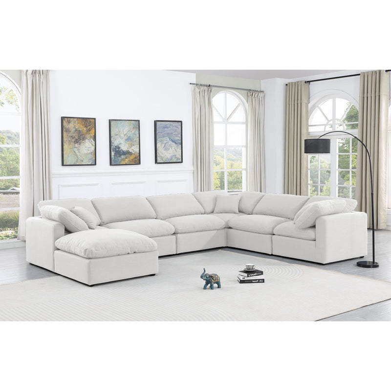 Meridian Indulge White Linen Textured Fabric Modular Sectional IMAGE 2