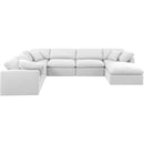 Meridian Indulge White Linen Textured Fabric Modular Sectional IMAGE 4
