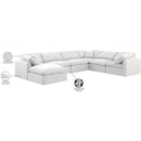 Meridian Indulge White Linen Textured Fabric Modular Sectional IMAGE 9