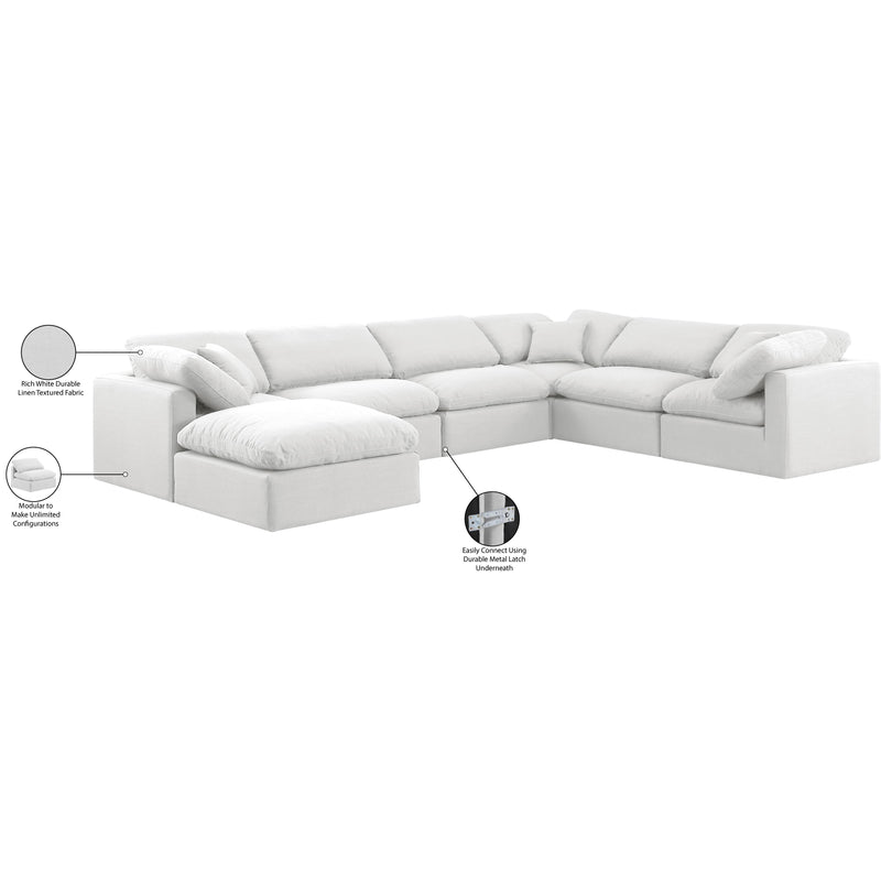 Meridian Indulge White Linen Textured Fabric Modular Sectional IMAGE 9
