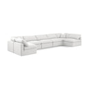 Meridian Indulge White Linen Textured Fabric Modular Sectional IMAGE 1