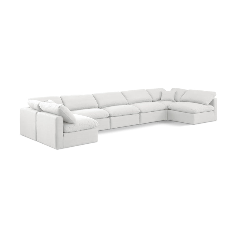 Meridian Indulge White Linen Textured Fabric Modular Sectional IMAGE 1