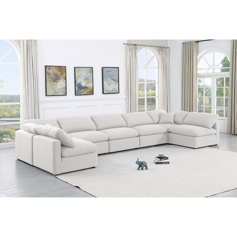 Meridian Indulge White Linen Textured Fabric Modular Sectional IMAGE 2