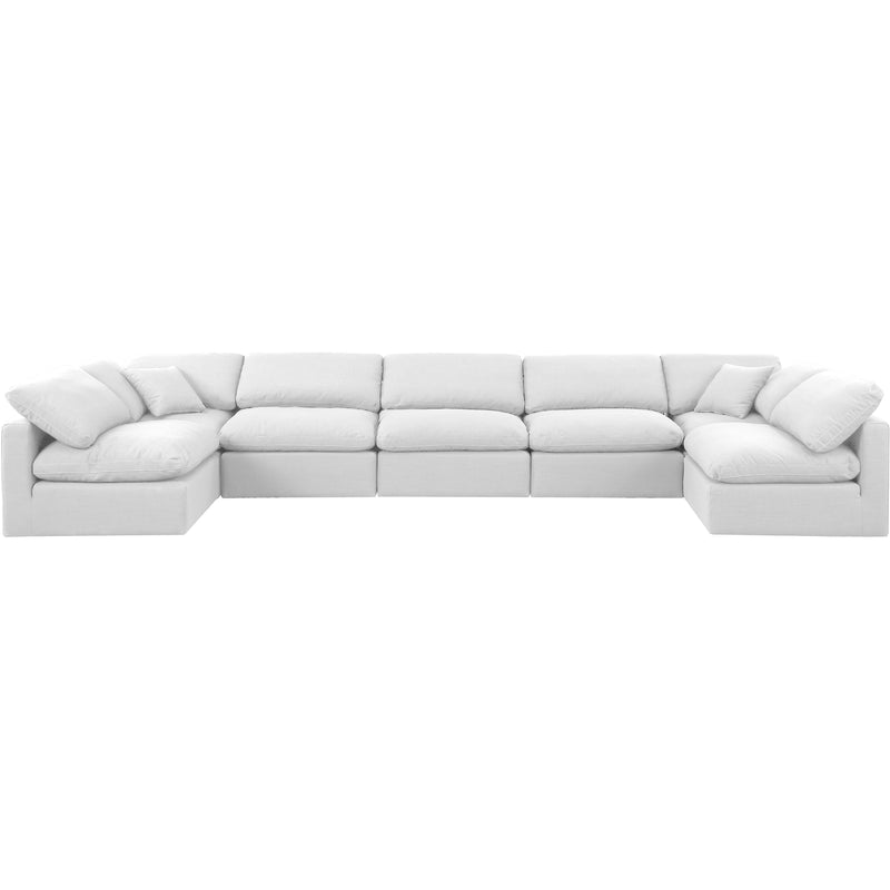 Meridian Indulge White Linen Textured Fabric Modular Sectional IMAGE 4