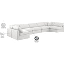 Meridian Indulge White Linen Textured Fabric Modular Sectional IMAGE 9