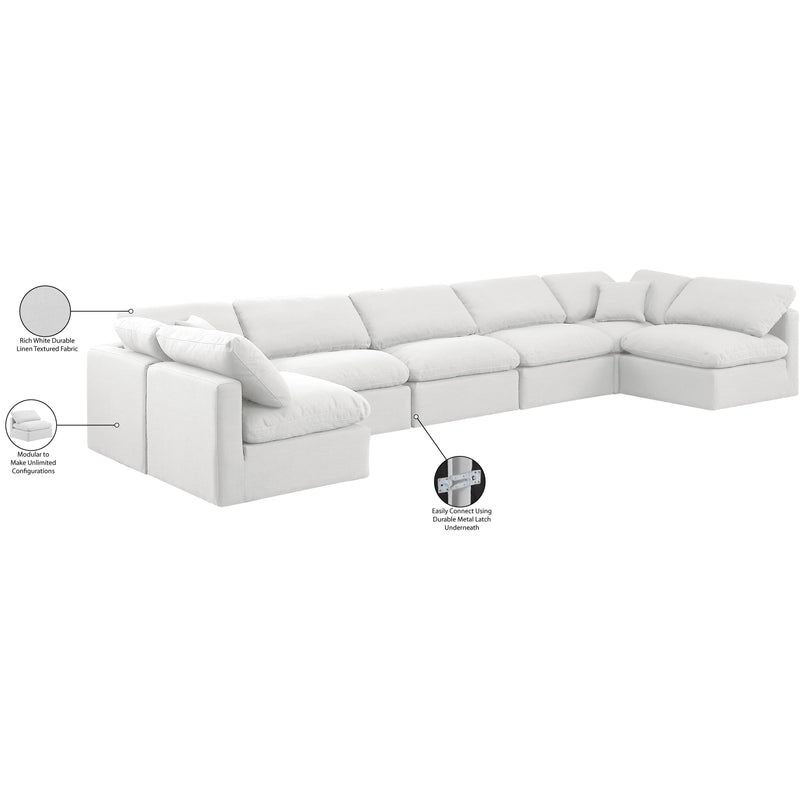 Meridian Indulge White Linen Textured Fabric Modular Sectional IMAGE 9