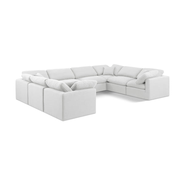 Meridian Indulge White Linen Textured Fabric Modular Sectional IMAGE 1