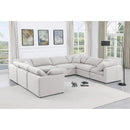 Meridian Indulge White Linen Textured Fabric Modular Sectional IMAGE 2