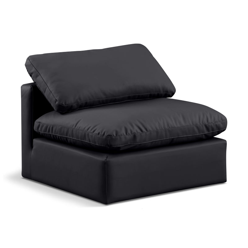 Meridian Indulge Black Vegan Leather Armless Chair IMAGE 1