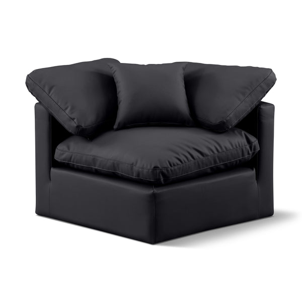 Meridian Indulge Black Vegan Leather Corner Chair IMAGE 1
