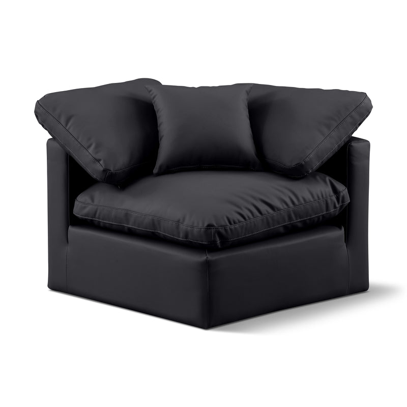 Meridian Indulge Black Vegan Leather Corner Chair IMAGE 1