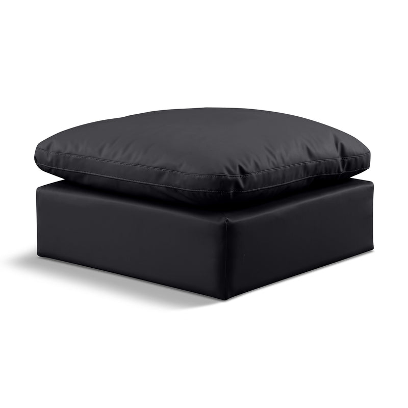 Meridian Indulge Black Vegan Leather Ottoman IMAGE 1