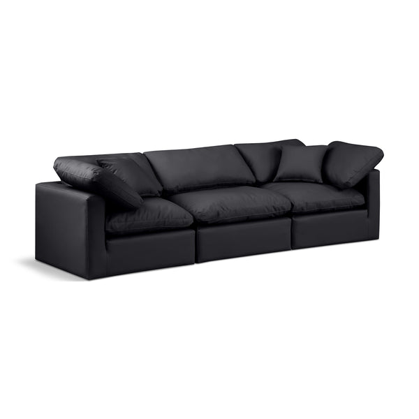 Meridian Indulge Black Vegan Leather Modular Sofa IMAGE 1