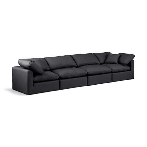 Meridian Indulge Black Vegan Leather Modular Sofa IMAGE 1